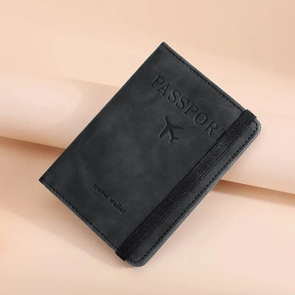 Porte-Passeport RFID Cuir PU - Pochette Voyage avec Porte-Carte pour Famille Homme Femme