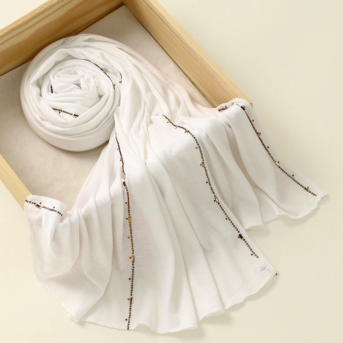 Hijab Jersey Coton Premium - Voile Bordure Scintillante Femme