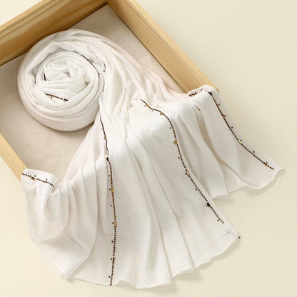 Hijab Jersey Coton Premium - Voile Bordure Scintillante Femme