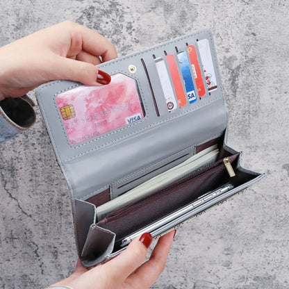 Portefeuille Long Femme Grande Capacité Motif Imprimé - Porte-Cartes Fermoir Métal