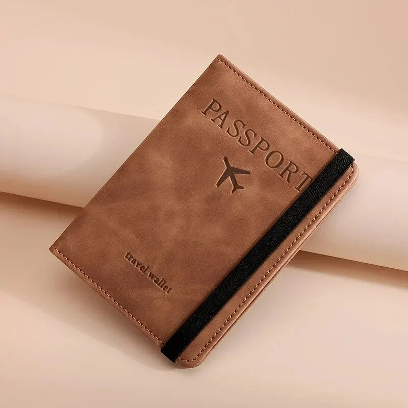 Porte-Passeport RFID Cuir PU - Pochette Voyage avec Porte-Carte pour Famille Homme Femme