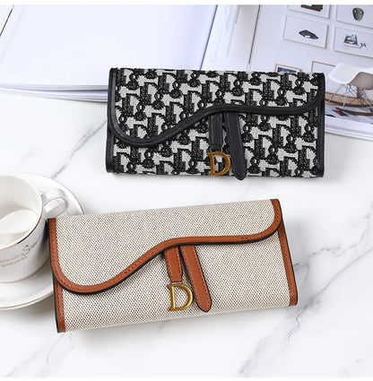 Portefeuille Femme Long Rétro Grande Capacité - Boucle D Multi-Cartes Trifold Sac Main Multifonction