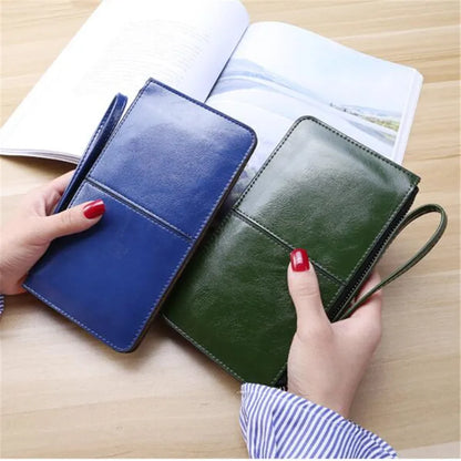 Portefeuille Femme Business Cuir PU Long - Clutch Fermeture Éclair Porte-Cartes Grande Capacité Vert Foncé