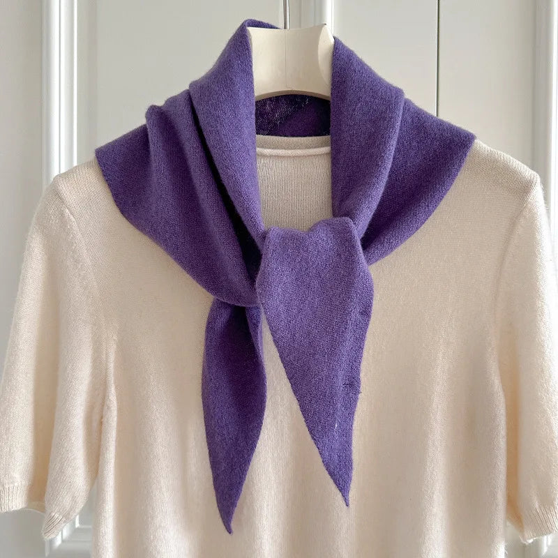 Foulard Triangle Laine 100% Femme - Écharpe Tricotée Style Britannique Multifonction Hiver