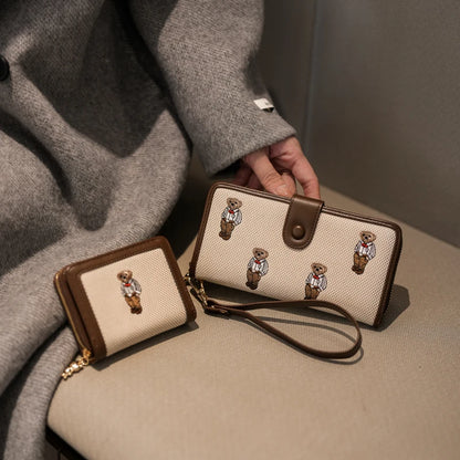 Portefeuille Femme Long Zippé Grande Capacité - Porte-Monnaie Bifold avec Dragonne Porte-Carte Designer Luxe