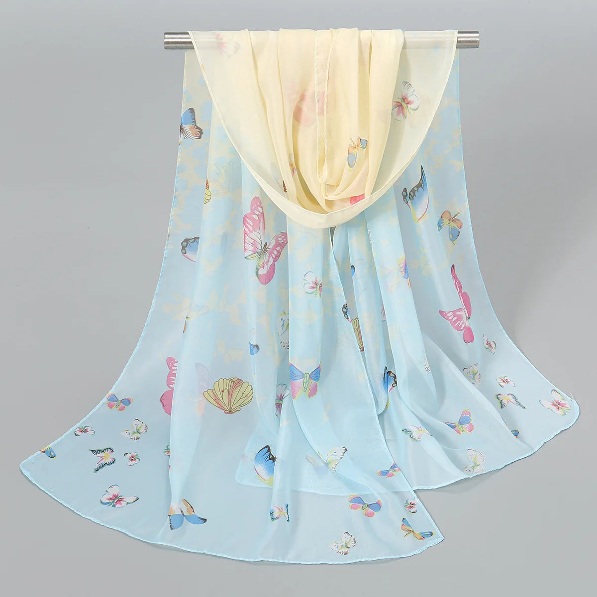 Foulard Soie Mousseline Luxe Femme - Écharpe Tête Plage Bandana Hijab Été