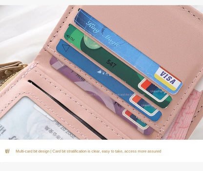 Portefeuille Femme Chat Mignon Cuir PU - Porte-Monnaie Court Grande Capacité Voyage