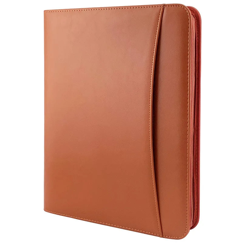 Porte-Documents Cuir Fermeture Éclair - Portfolio Business iPad Tablette Organisateur Entrevue Marron