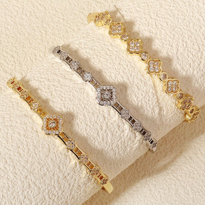 Bracelet Cuivre & Zirconia Femme – Élégance Minimaliste Style Européen