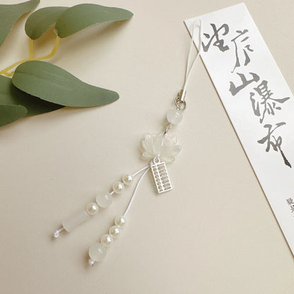 Porte-Clés Lotus Perles Fait Main – Charm Chinois Ethnique Unisexe