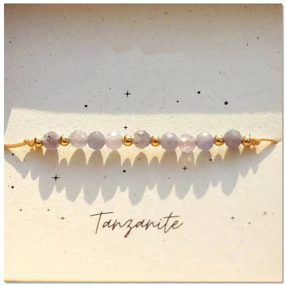 Bracelet Pierres Naturelles Ajustable – Perles 3mm Améthyste Grenat