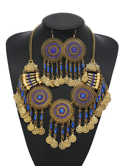 Ensemble Bijoux Bohème Gypsy Pièces Cristal – Collier Boucles Tribal
