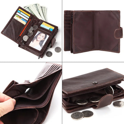 Portefeuille Homme Court Cuir Véritable Luxe - Porte-Cartes ID Multifonction Unisexe