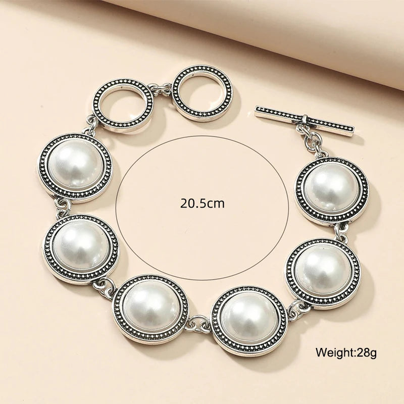 Bracelet Perles Rondes Bohème Vintage Ajustable – Charm Perles Acrylique Femme