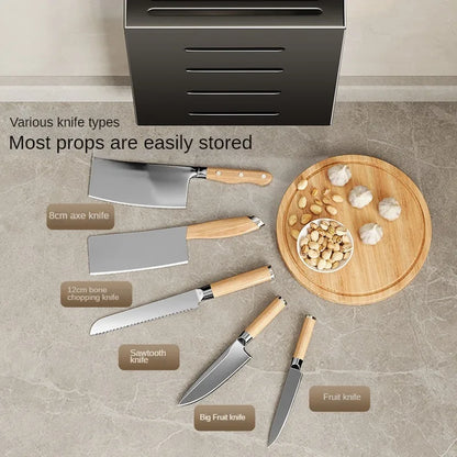 Porte-Couteaux Mural de Cuisine - Rangement Sans Perçage en Acier au Carbone