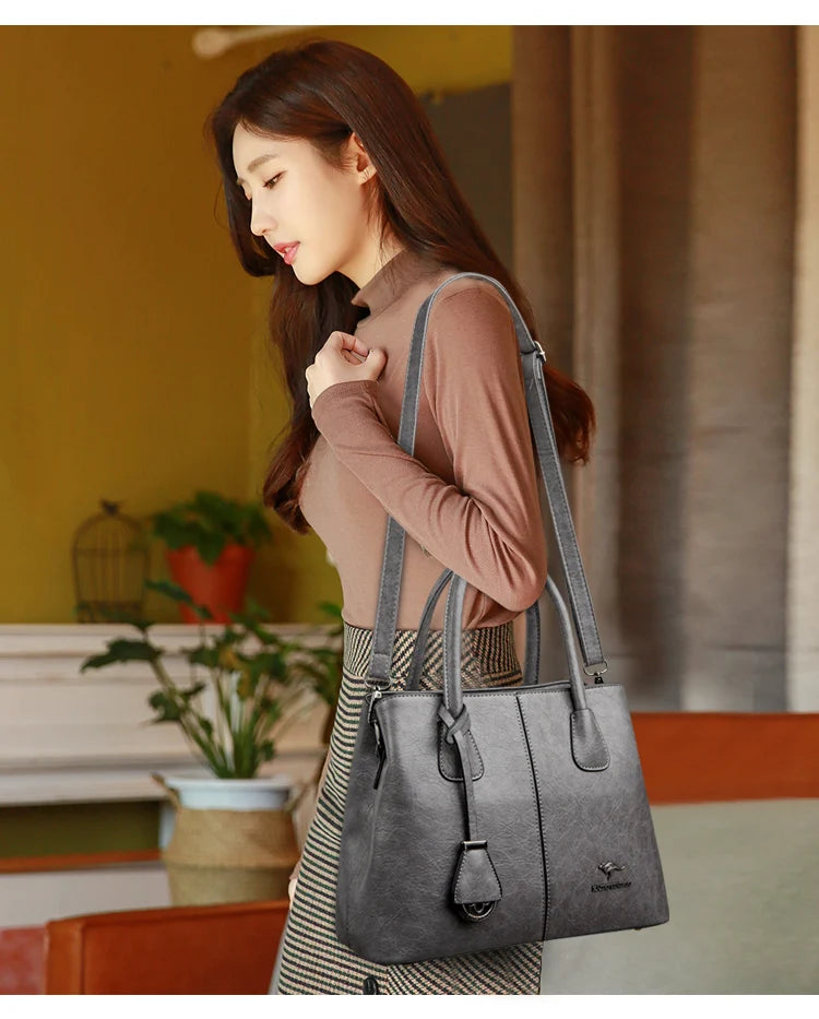 Sac à Main Femme Cuir PU Bordeaux - Grand Tote Bag Épaule Carré avec Bandoulière Crossbody