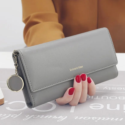 Portefeuille Femme Long Tri-Fold Cuir - Porte-Cartes Élégant avec Compartiments