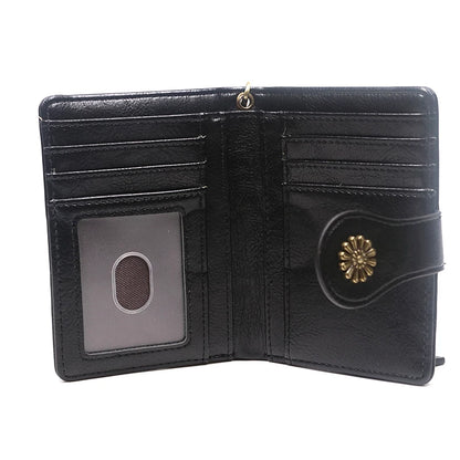 Portefeuille Femme Cuir Rétro Rouge - Porte-Monnaie Court Bifold avec Porte-Cartes Détachable