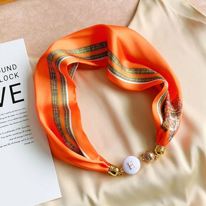 Women's Square Scarf with Magnetic Buckle - Versatile Summer Luxury Scarf/Necklace