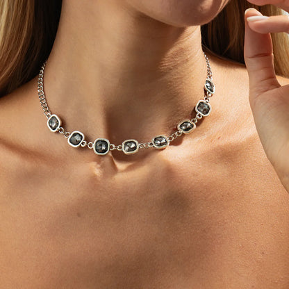 Parure Choker Géométrique Diamants Acryliques - Collier, Bracelet et Boucles