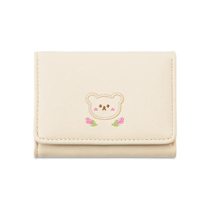 Portefeuille Femme Kawaii Cute Trifold PU - Porte-Carte Multi-Emplacements Porte-Monnaie Étudiant Noir