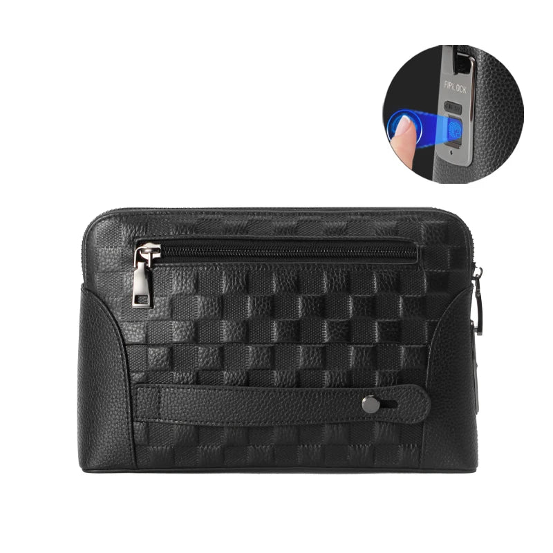 Portefeuille Sécurisé Serrure Empreinte Digitale - Clutch Anti-Vol Homme Femme Technologie Biométrique