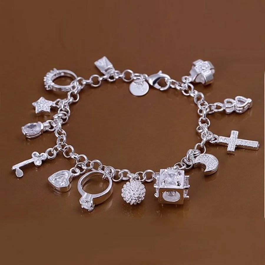 Bracelet Argent Sterling 925 Chaîne Carrée Solide - Bijou Femme Homme Unisexe Cadeau Mariage Soirée