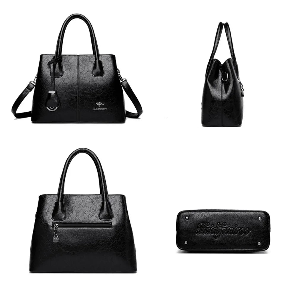 Sac à Main Femme Cuir PU Bordeaux - Grand Tote Bag Épaule Carré avec Bandoulière Crossbody