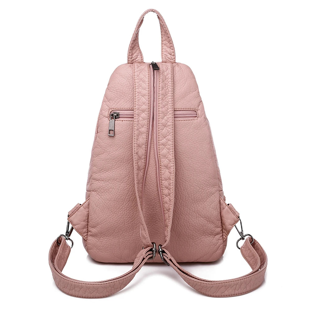 Sac à Dos Femme Cuir 3-en-1 Fleurs Noir - Backpack Voyage Ados Polyvalent