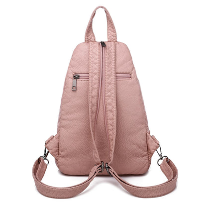 Sac à Dos Femme Cuir 3-en-1 Fleurs Noir - Backpack Voyage Ados Polyvalent