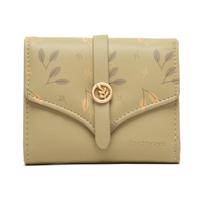 Portefeuille Femme Trifold Imprimé Floral - Pochette avec Fermoir et Porte-Cartes