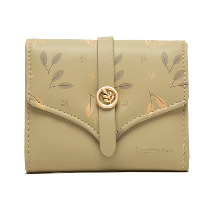 Portefeuille Femme Trifold Imprimé Floral - Pochette avec Fermoir et Porte-Cartes