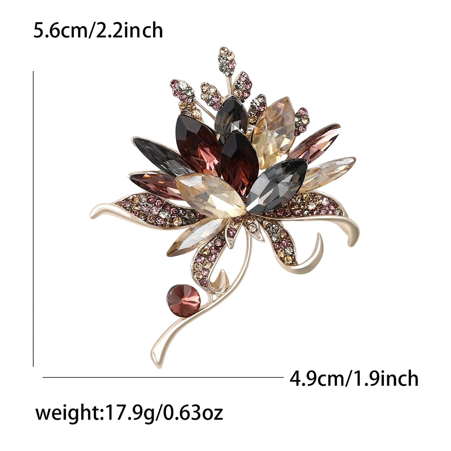 Broche Bouquet Main Cristal Verre Luxe – Pin's Fleur Casual Soirées Mariage Unisexe