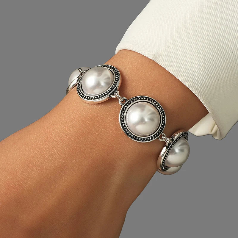 Bracelet Perles Rondes Bohème Vintage Ajustable – Charm Perles Acrylique Femme