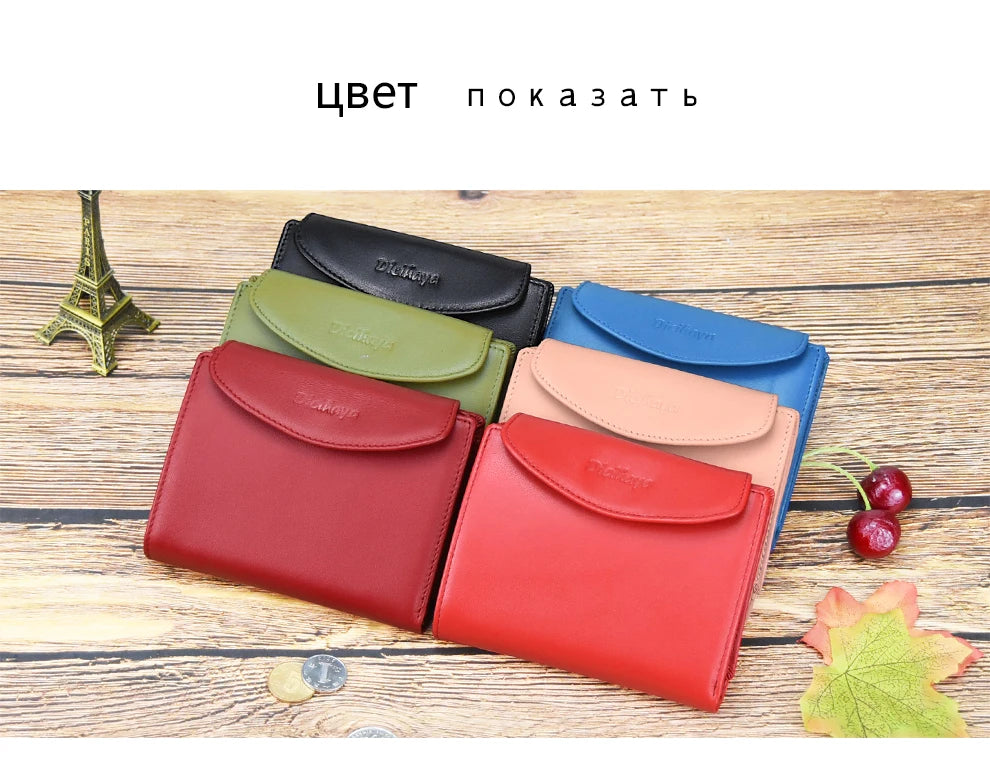 Portefeuille Femme Cuir Véritable - Porte-Monnaie Mini Clutch Porte-Cartes Bourgogne