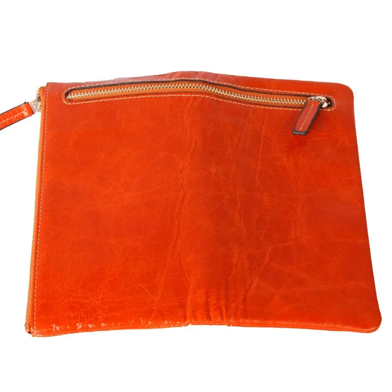 Portefeuille Femme Cuir Véritable Long - Porte-Monnaie Luxe Huile Végétale Casual