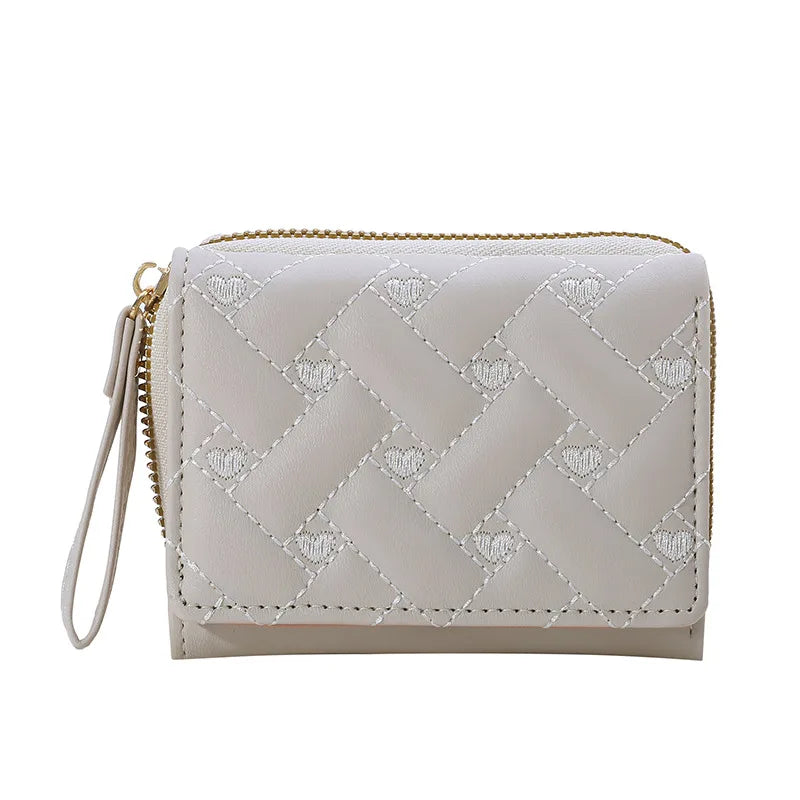 Portefeuille Femme Kawaii Mignon Luxe - Designer Lady Wallet Cuir Porte-Monnaie Beige