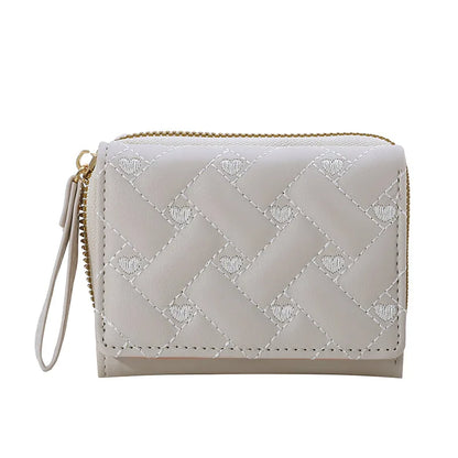 Portefeuille Femme Kawaii Mignon Luxe - Designer Lady Wallet Cuir Porte-Monnaie Beige