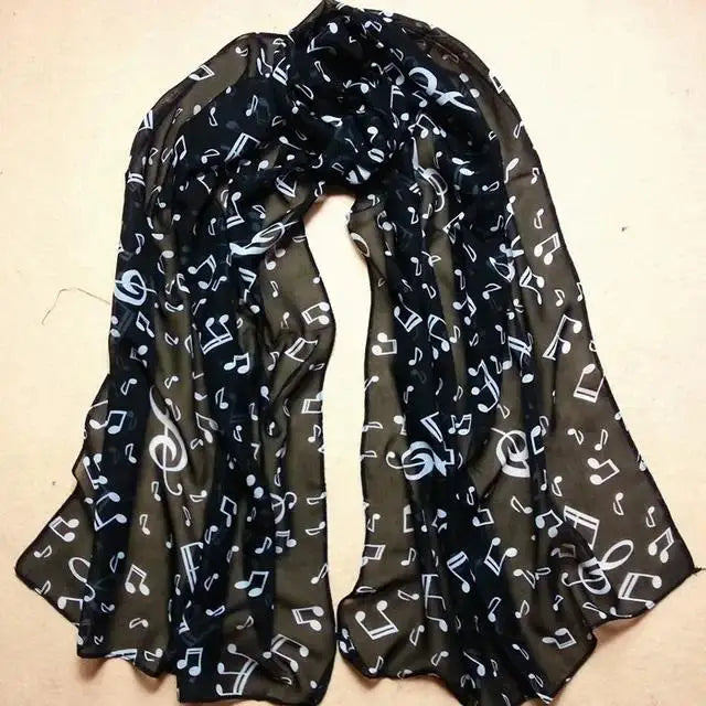 Foulard Mousseline Notes Musique Femme - Châle Soie Imprimé Doux Polyvalent