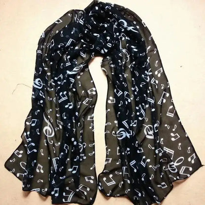 Foulard Mousseline Notes Musique Femme - Châle Soie Imprimé Doux Polyvalent