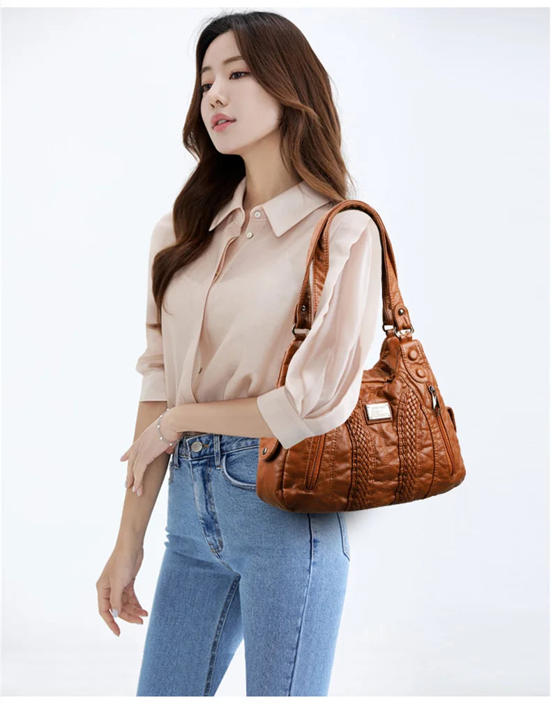 Sac à Main Femme Cuir Véritable Peau Mouton - Sac Épaule Bandoulière Crossbody Messenger Tote Élégant