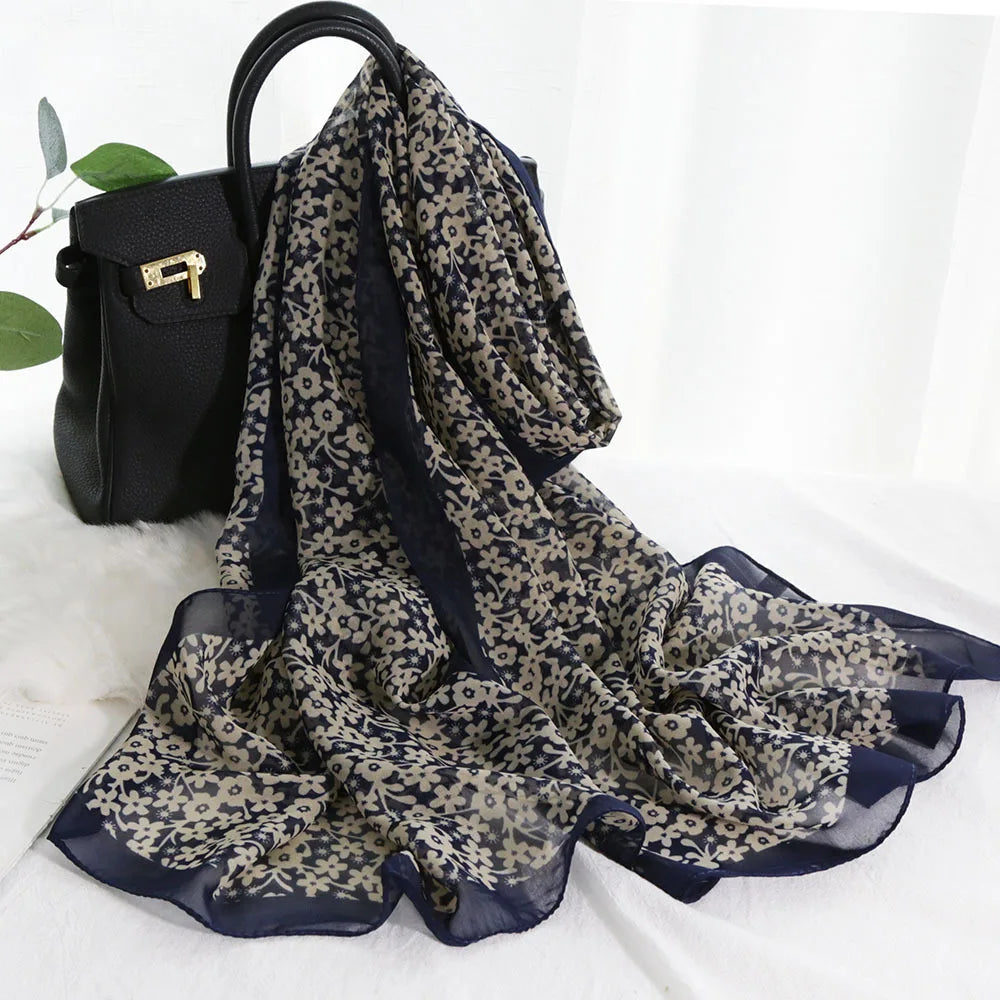 Foulard Écharpe Mousseline Petite Fleur Femme - Bandana Hijab Châle Été Protection Solaire