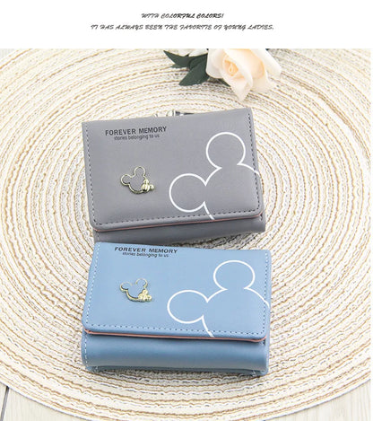 Portefeuille Femme Court Triple Pli Cartoon - Porte-Monnaie Étudiant Lettres Imprimées Rose