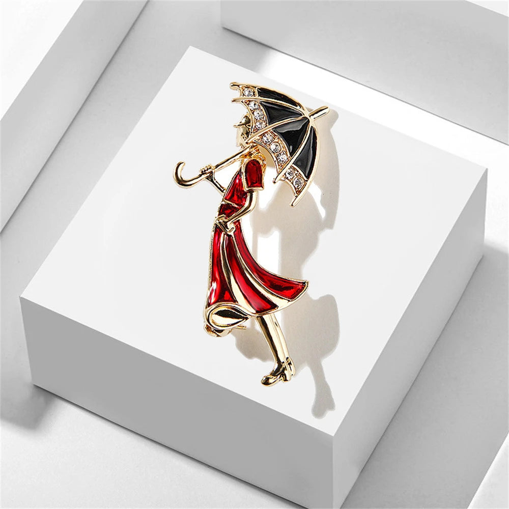 Broche Parapluie Cristaux Exquise – Pin's Corsage Polyvalent Femme