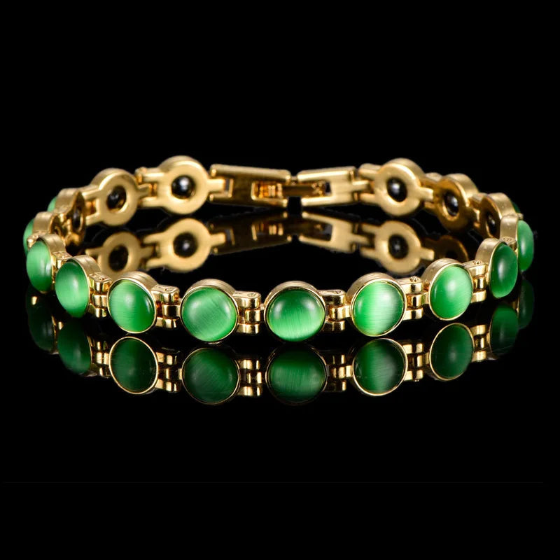 Bracelet Opale Magnétique Plaqué Or 18K – Énergie & Charme Femme