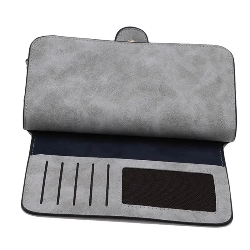Portefeuille Long Femme Cuir Givré Vintage - Pochette Zip avec Porte-Cartes