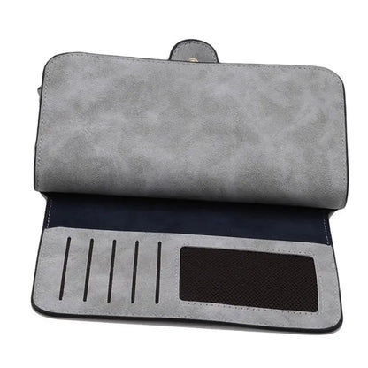 Portefeuille Long Femme Cuir Givré Vintage - Pochette Zip avec Porte-Cartes