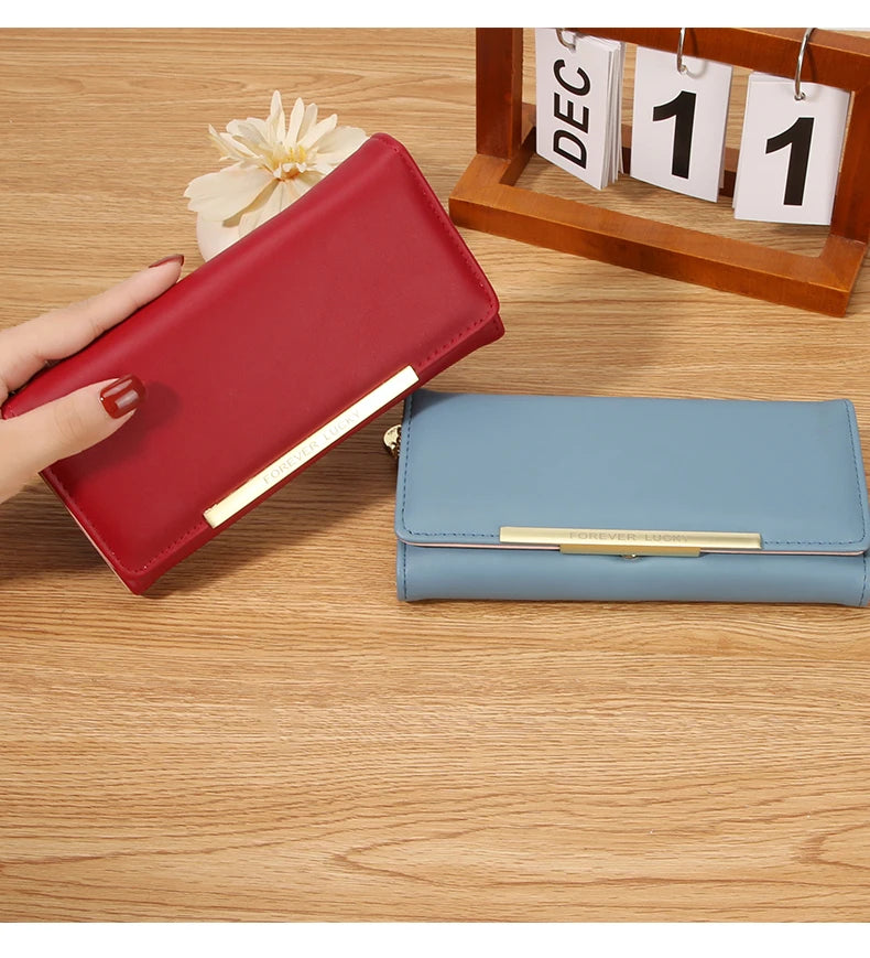 Portefeuille Femme Trifold Long Haut de Gamme - Multi-Cartes Multifonction