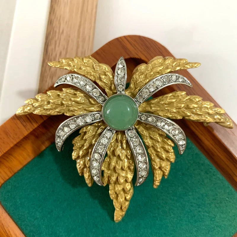 Parure Plume Luxe Vintage - Broche et Boucles Design Raffiné Plaqué Platine