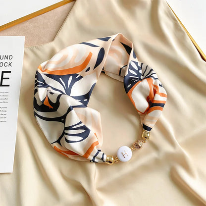 Women's Square Scarf with Magnetic Buckle - Versatile Summer Luxury Scarf/Necklace
